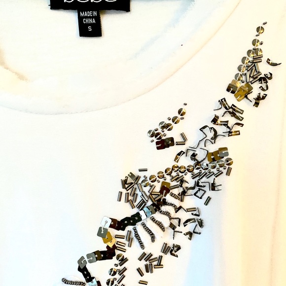 White dressy top with beading - Picture 3 of 3